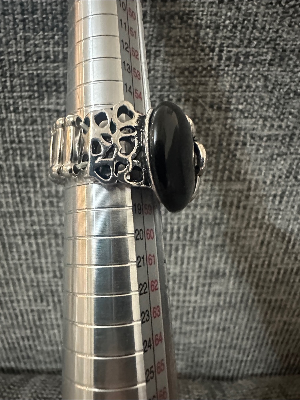 paparazzi Silver Tone Ring with Black Oval Cabochon